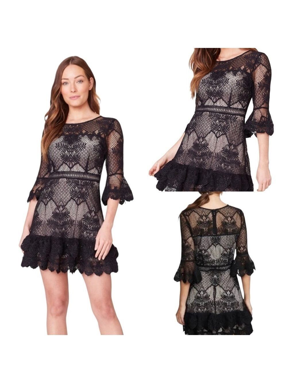 B.B. Dakota Womens Black Layer Cake Dress Size 4 Lace